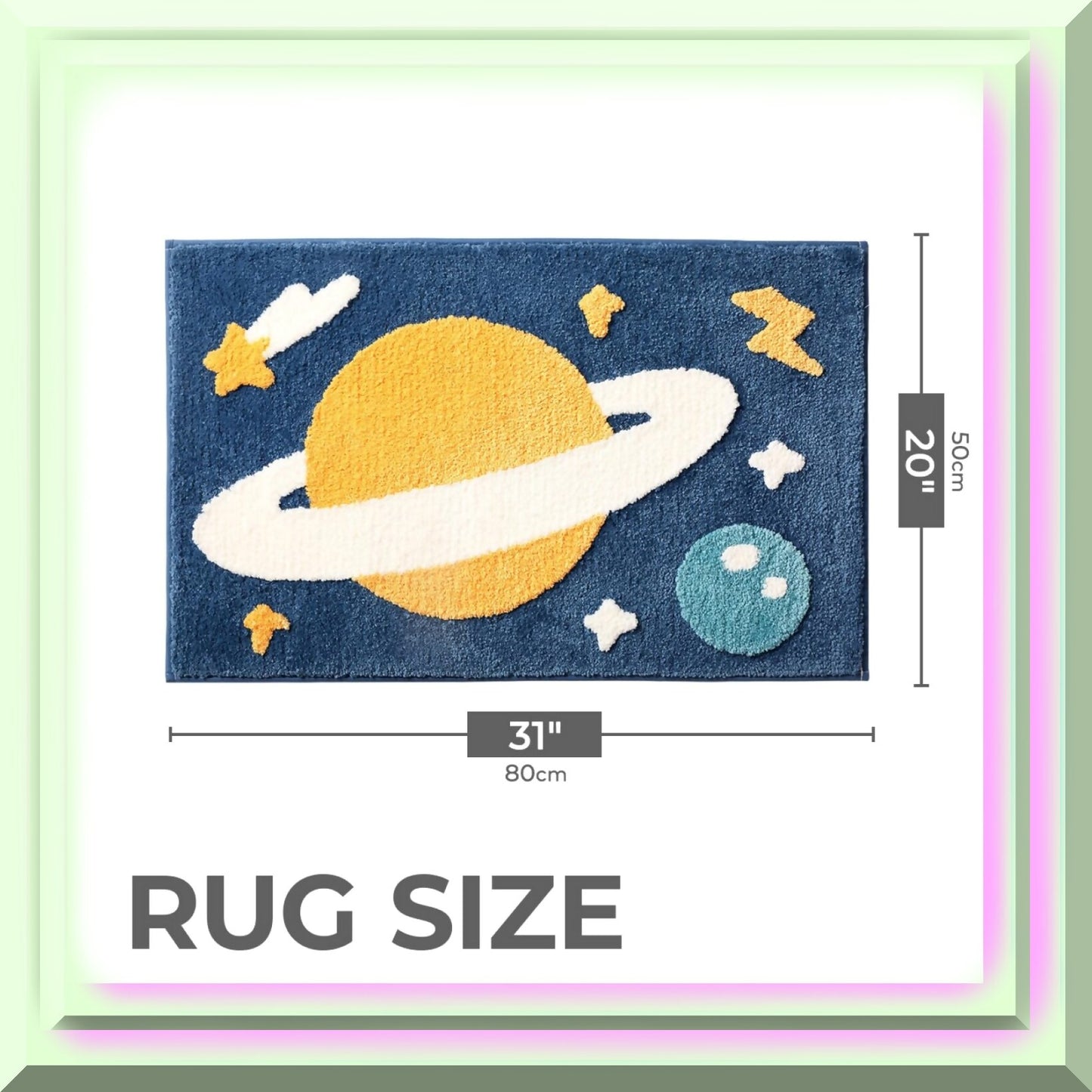 Space Bathroom Rug 20x31 Microfiber Non-Slip