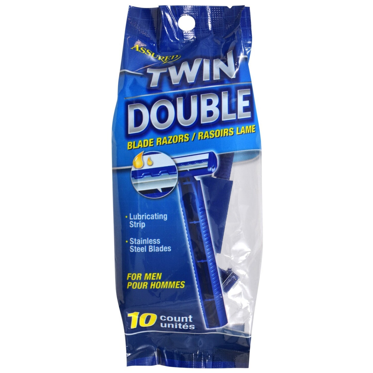 Assured Twin Blade Disposable Razors with Lubricating Strips, 10-ct. (Pack of 4)