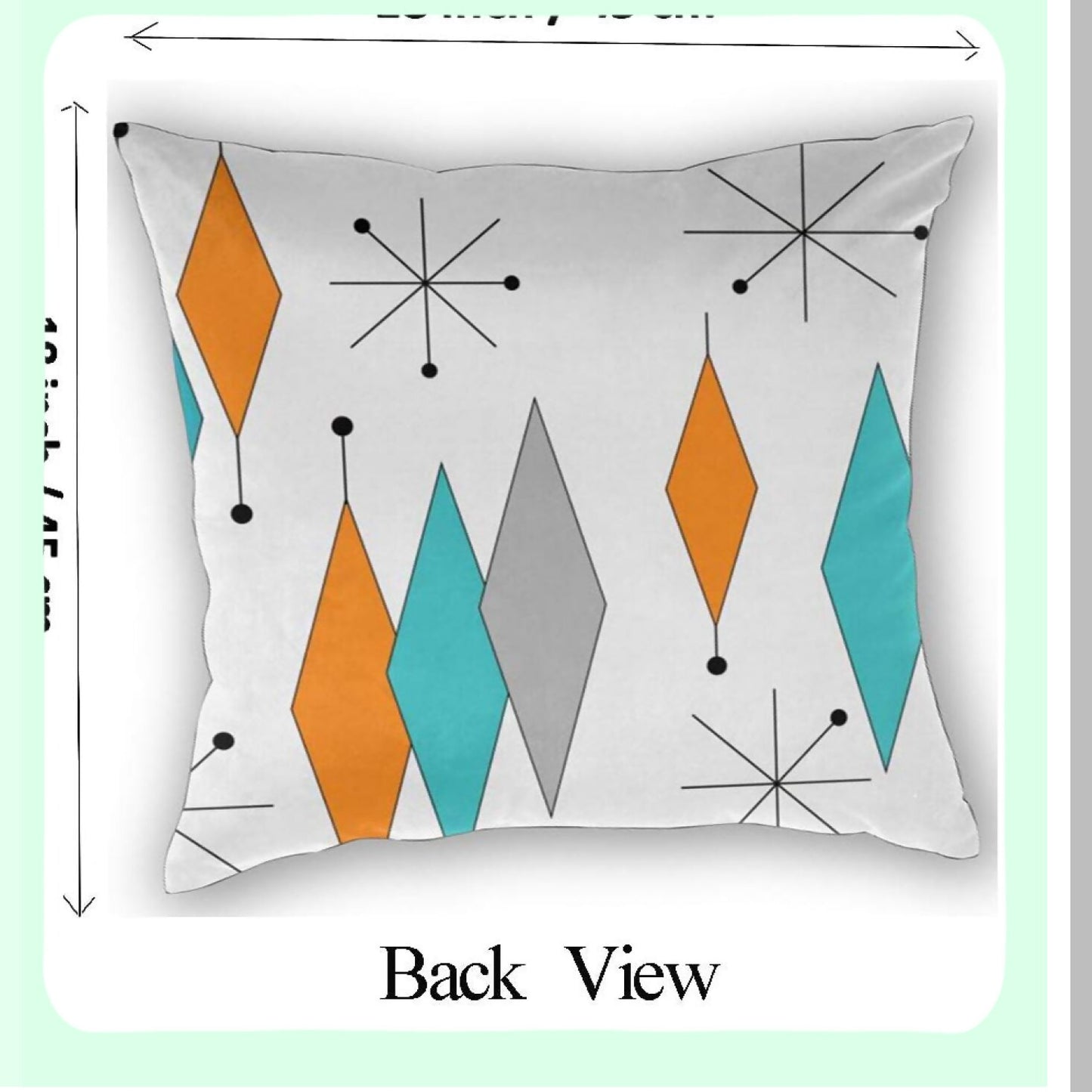 Retro Stars Turquoise Orange Diamond Pillow Covers - Set of 2 Mid Century Throw Pillow Covers - Modern Decorative Pillowcases for Sofa Bed Couch Chair 18 x 18