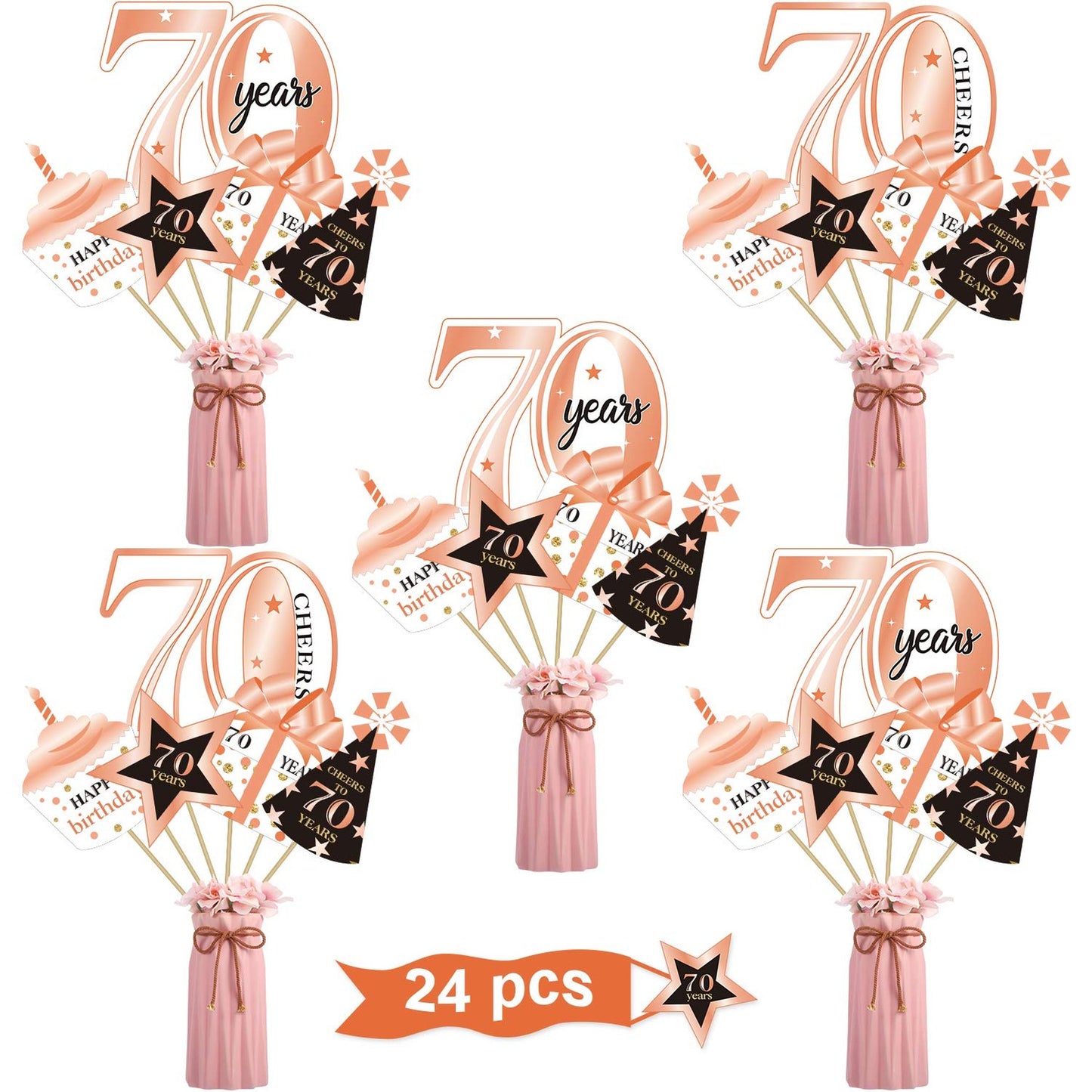 Rose Gold 70th Birthday Party Decorations Set