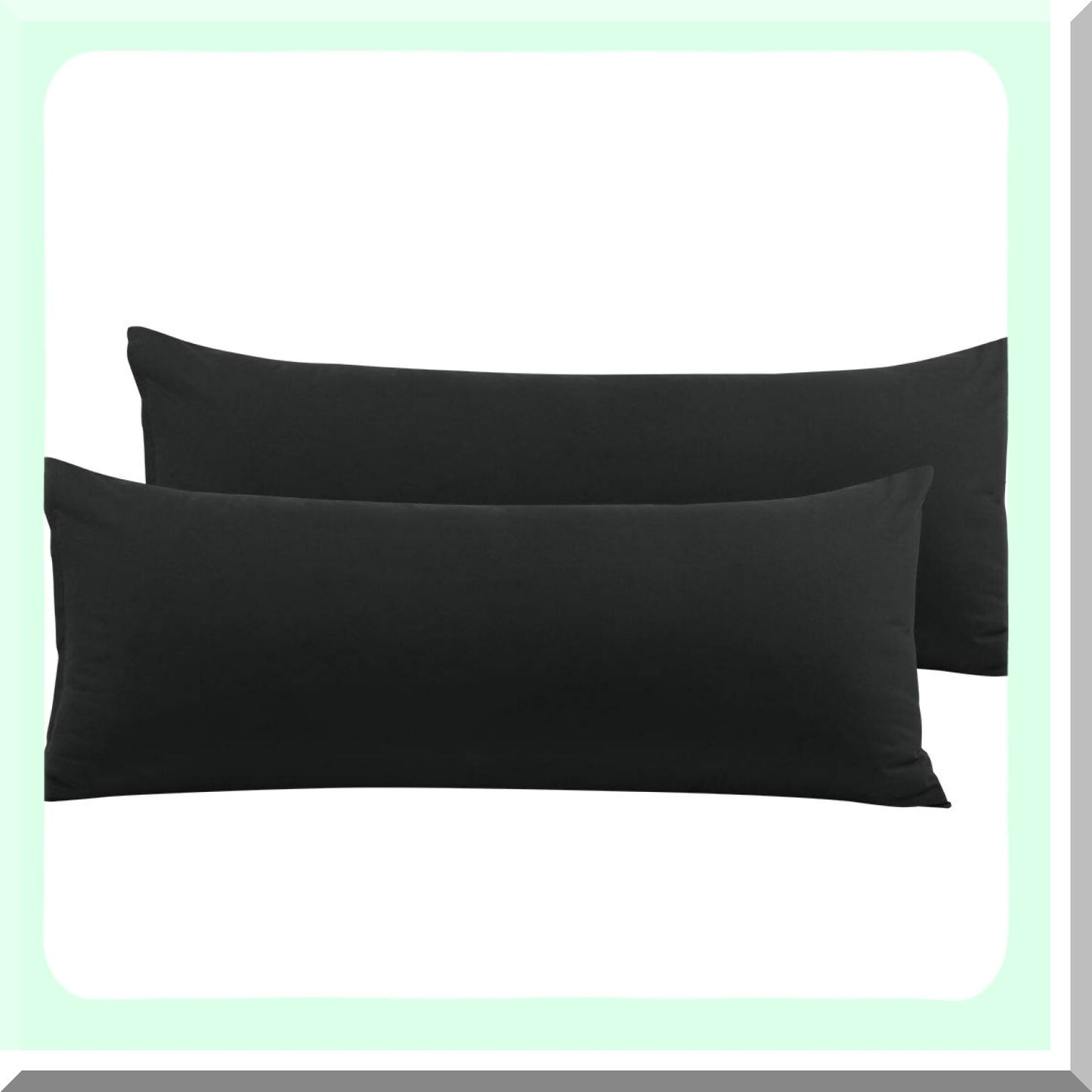 UltraSoft Body Pillow Covers - Set of 2, Premium Microfiber Pillowcases, Zippered Closure, 110 GSM, Long Pillow Protector, 20"x48", Black Color