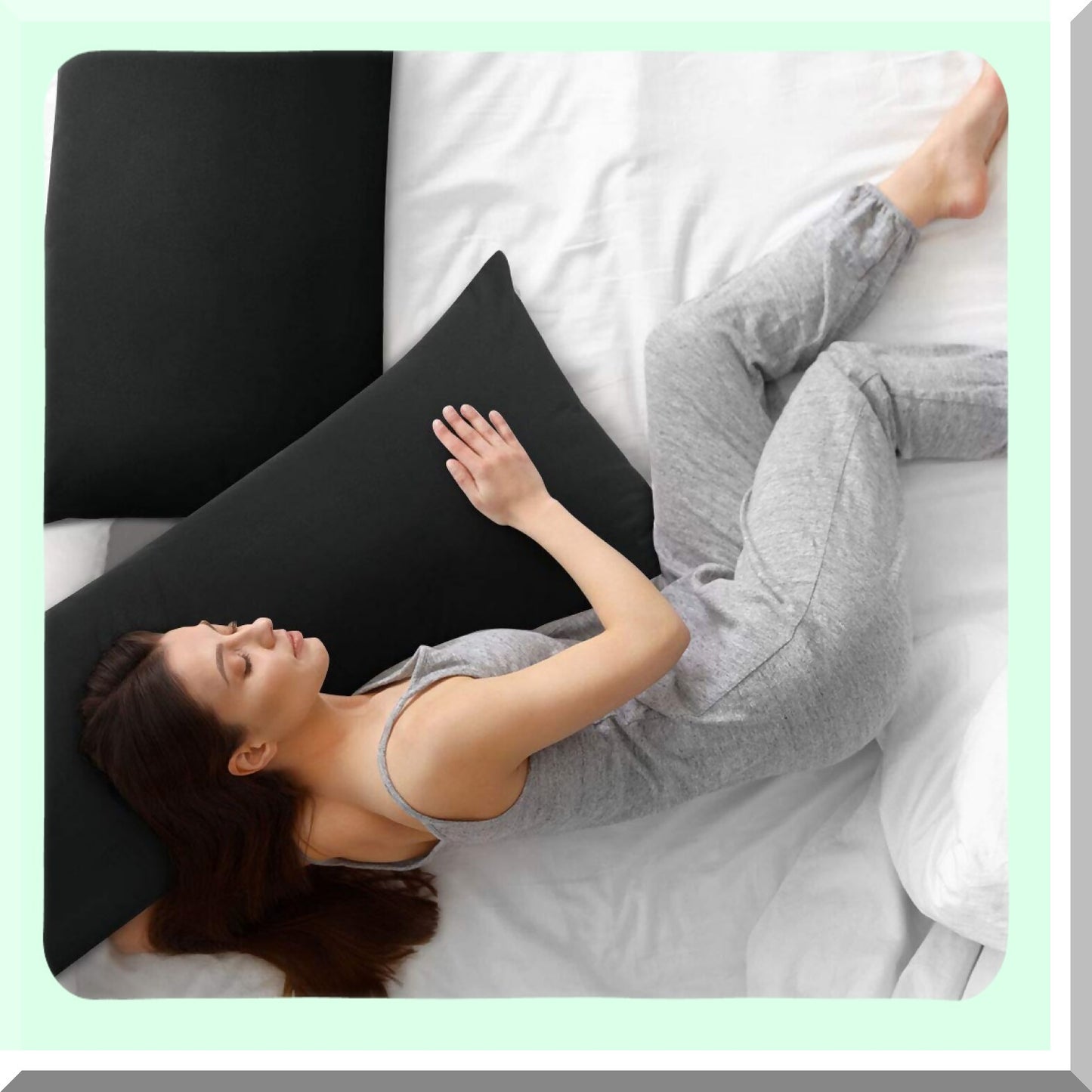 UltraSoft Body Pillow Covers - Set of 2, Premium Microfiber Pillowcases, Zippered Closure, 110 GSM, Long Pillow Protector, 20"x48", Black Color