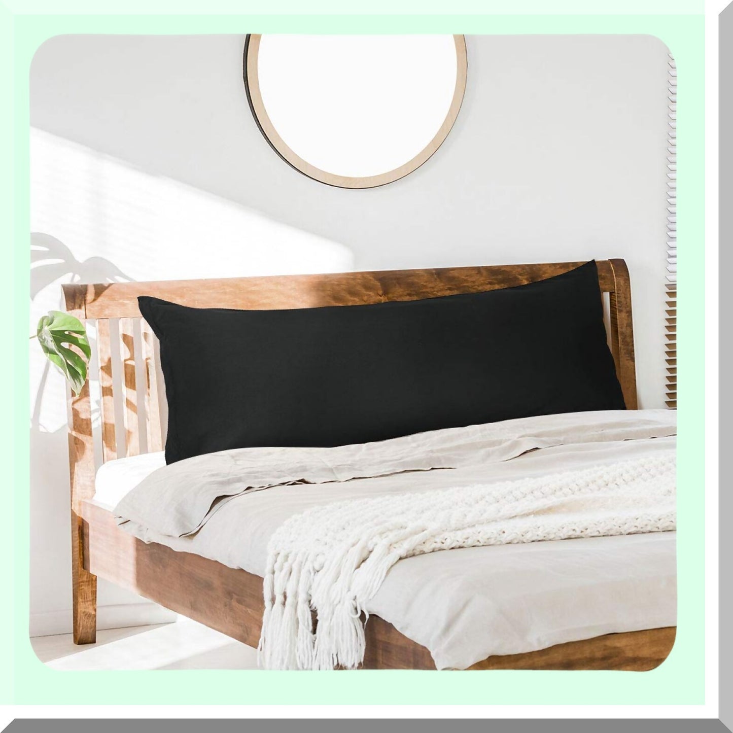 UltraSoft Body Pillow Covers - Set of 2, Premium Microfiber Pillowcases, Zippered Closure, 110 GSM, Long Pillow Protector, 20"x48", Black Color