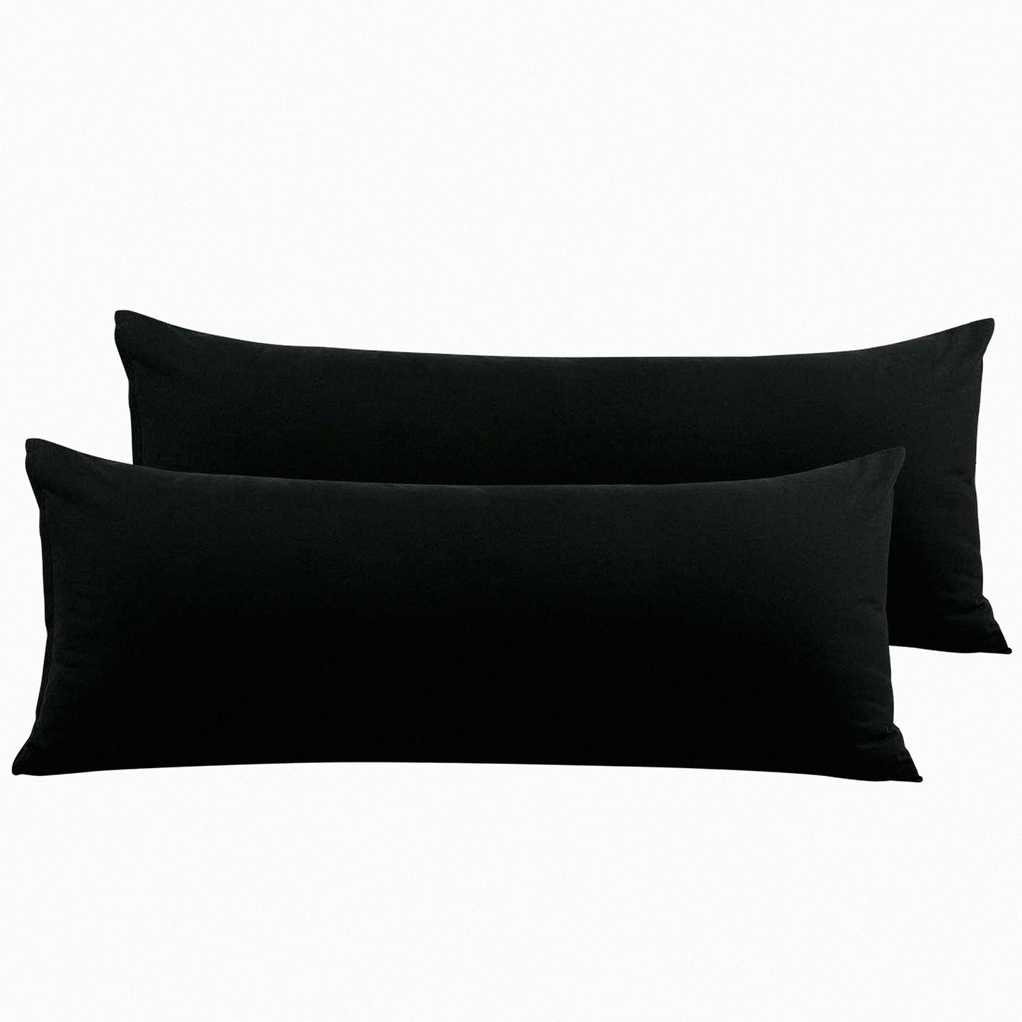 UltraSoft Body Pillow Covers - Set of 2, Premium Microfiber Pillowcases, Zippered Closure, 110 GSM, Long Pillow Protector, 20"x48", Black Color