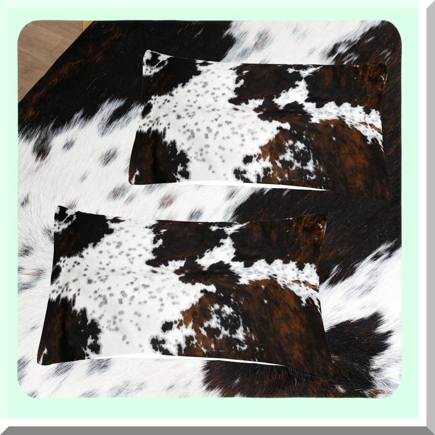 Cowhide Comforter Set - Western Farmhouse Full Bedding in A Bag with Black White Print, Rustic Design, 2 Matching Pillowcases for Bedroom Decor