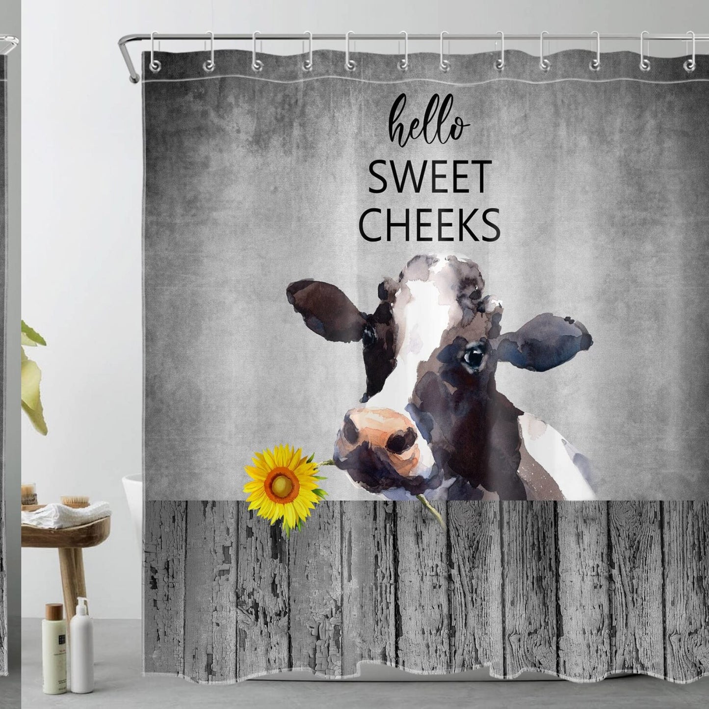 Farmhouse Cow Shower Curtain 70x70 Inch Polyester