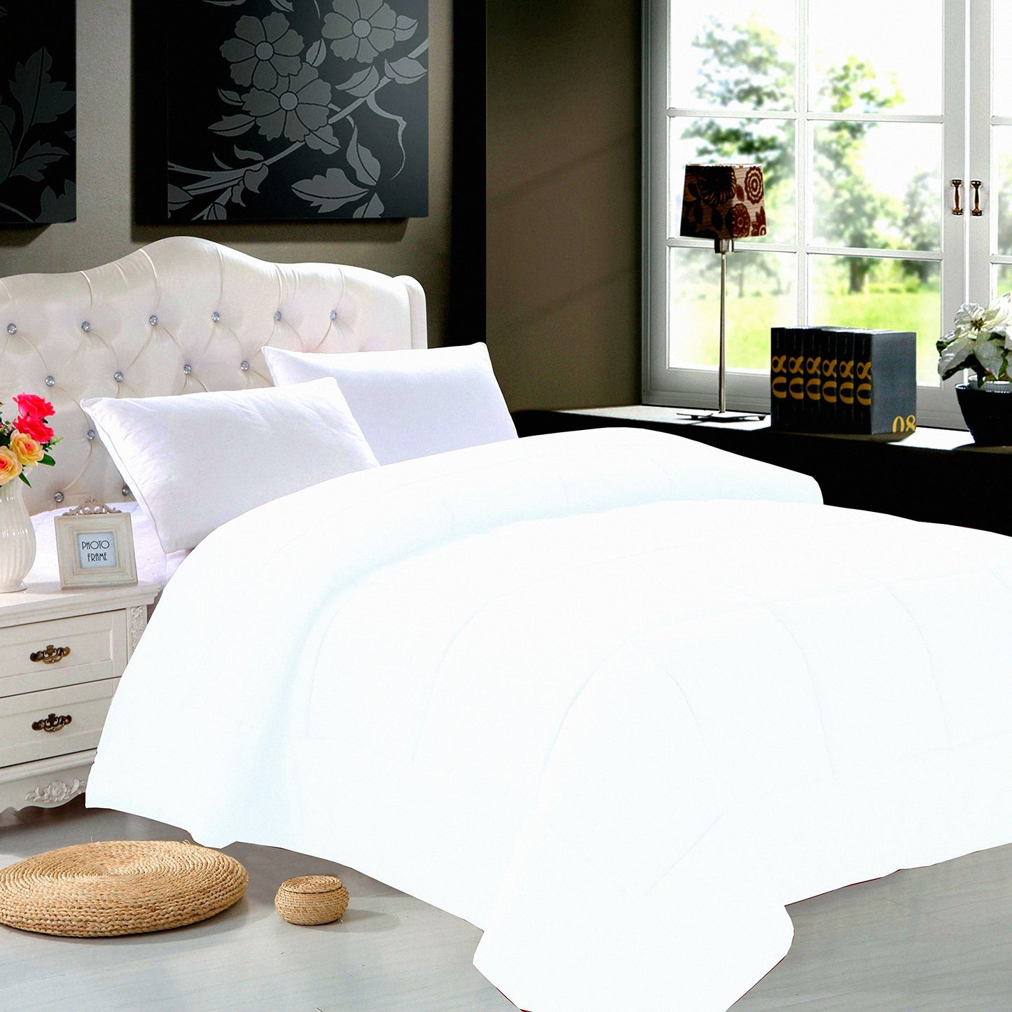 PlushDreams Double Full White Comforter - Luxury Goose Down Alternative Duvet Insert for Full/Queen Beds - Soft & Cozy Bedding Option