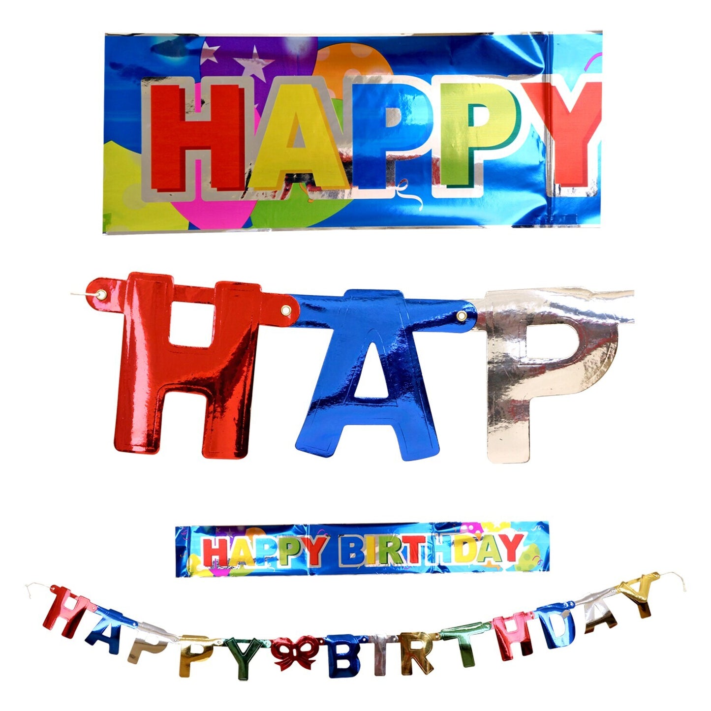 Assorted Bright Foil "Happy Birthday" Banners, 2-ct. Packs (Pack of 36)