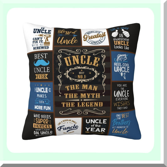 Ultimate Uncle Birthday Gift Set - Niece & Nephew Approved! Cool Uncle Ever Men's Throw Pillow Covers 18x18 - Perfect Uncle Gifts for Any Occasion!