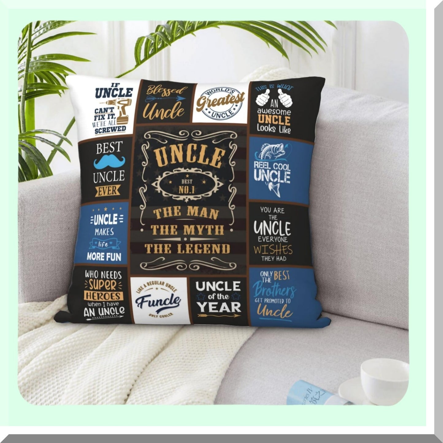 Ultimate Uncle Birthday Gift Set - Niece & Nephew Approved! Cool Uncle Ever Men's Throw Pillow Covers 18x18 - Perfect Uncle Gifts for Any Occasion!
