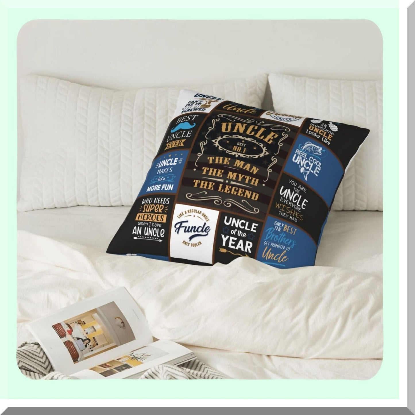 Ultimate Uncle Birthday Gift Set - Niece & Nephew Approved! Cool Uncle Ever Men's Throw Pillow Covers 18x18 - Perfect Uncle Gifts for Any Occasion!