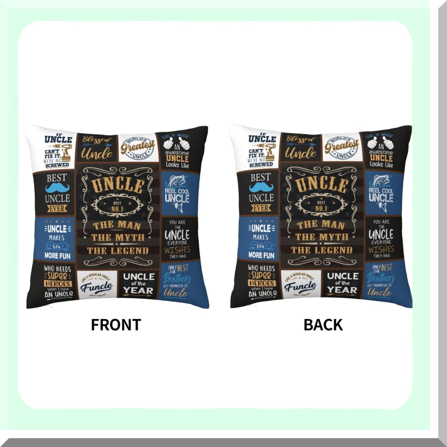 Ultimate Uncle Birthday Gift Set - Niece & Nephew Approved! Cool Uncle Ever Men's Throw Pillow Covers 18x18 - Perfect Uncle Gifts for Any Occasion!