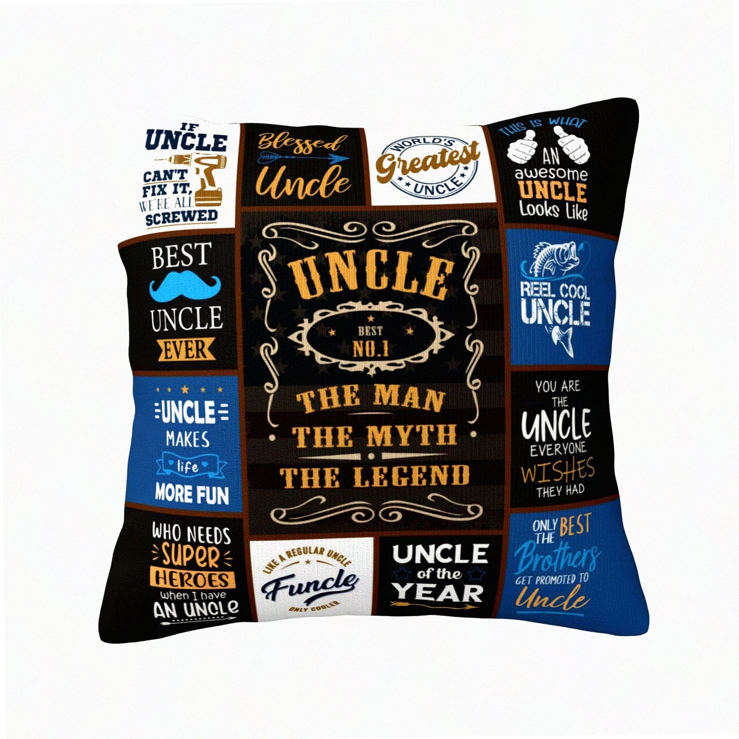 Ultimate Uncle Birthday Gift Set - Niece & Nephew Approved! Cool Uncle Ever Men's Throw Pillow Covers 18x18 - Perfect Uncle Gifts for Any Occasion!