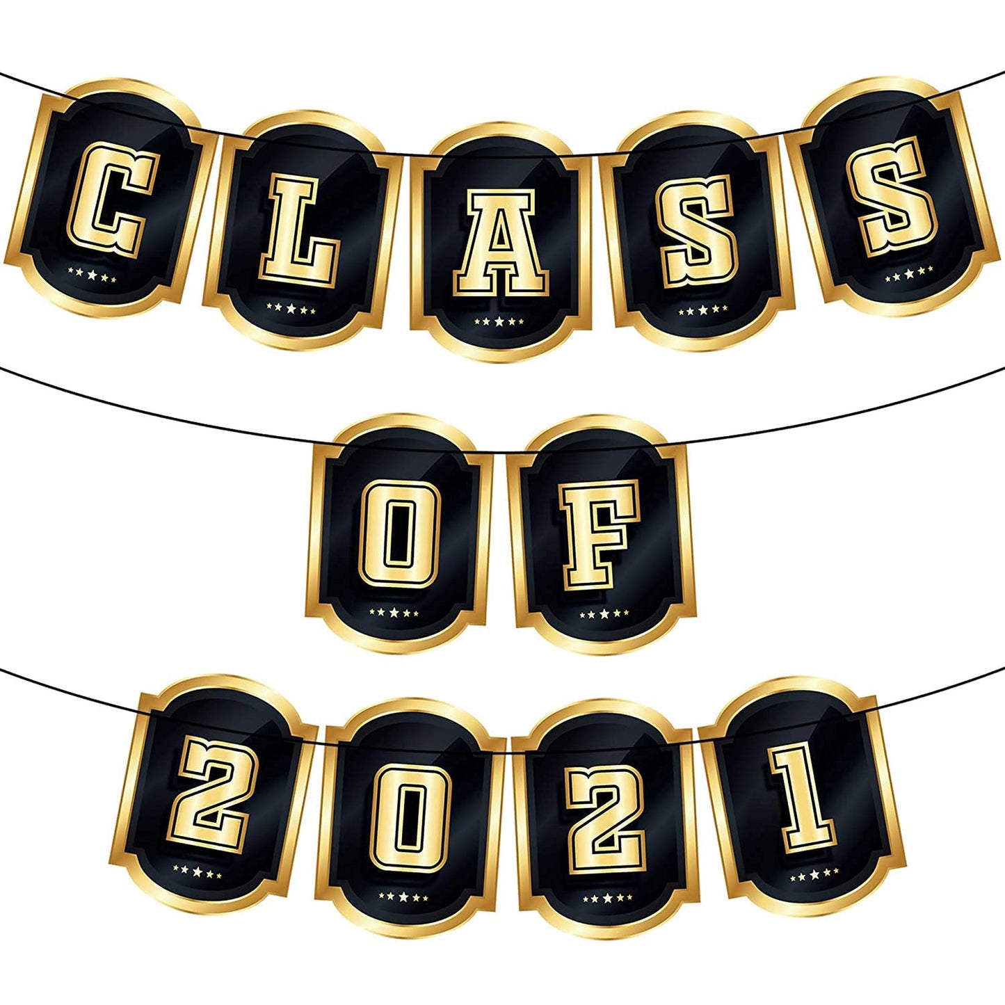 Large 2021 Graduation Banner in Black and Gold for Party Decor