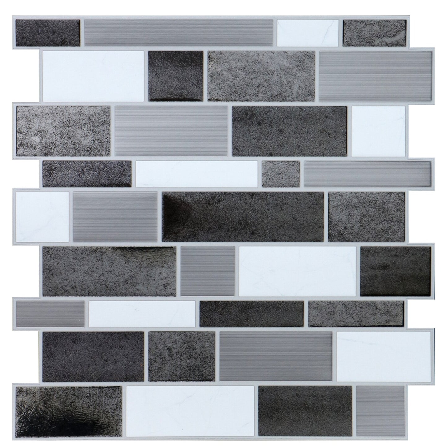 Main Street Wall Creations Silver and White Mosiac Tile Decals, 8.125x8.125 in.