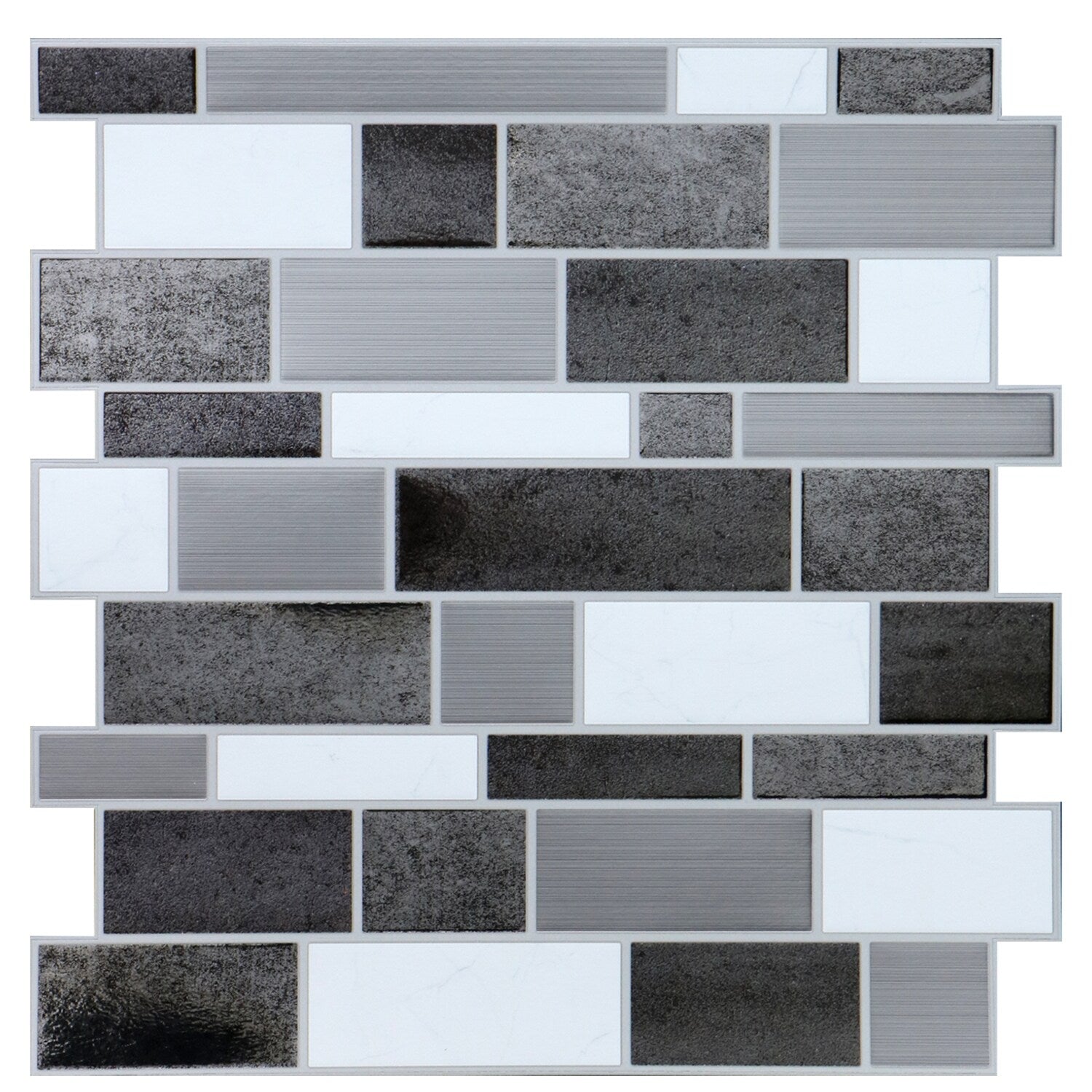 Main Street Wall Creations Silver and White Mosiac Tile Decals, 8.125x8.125 in.
