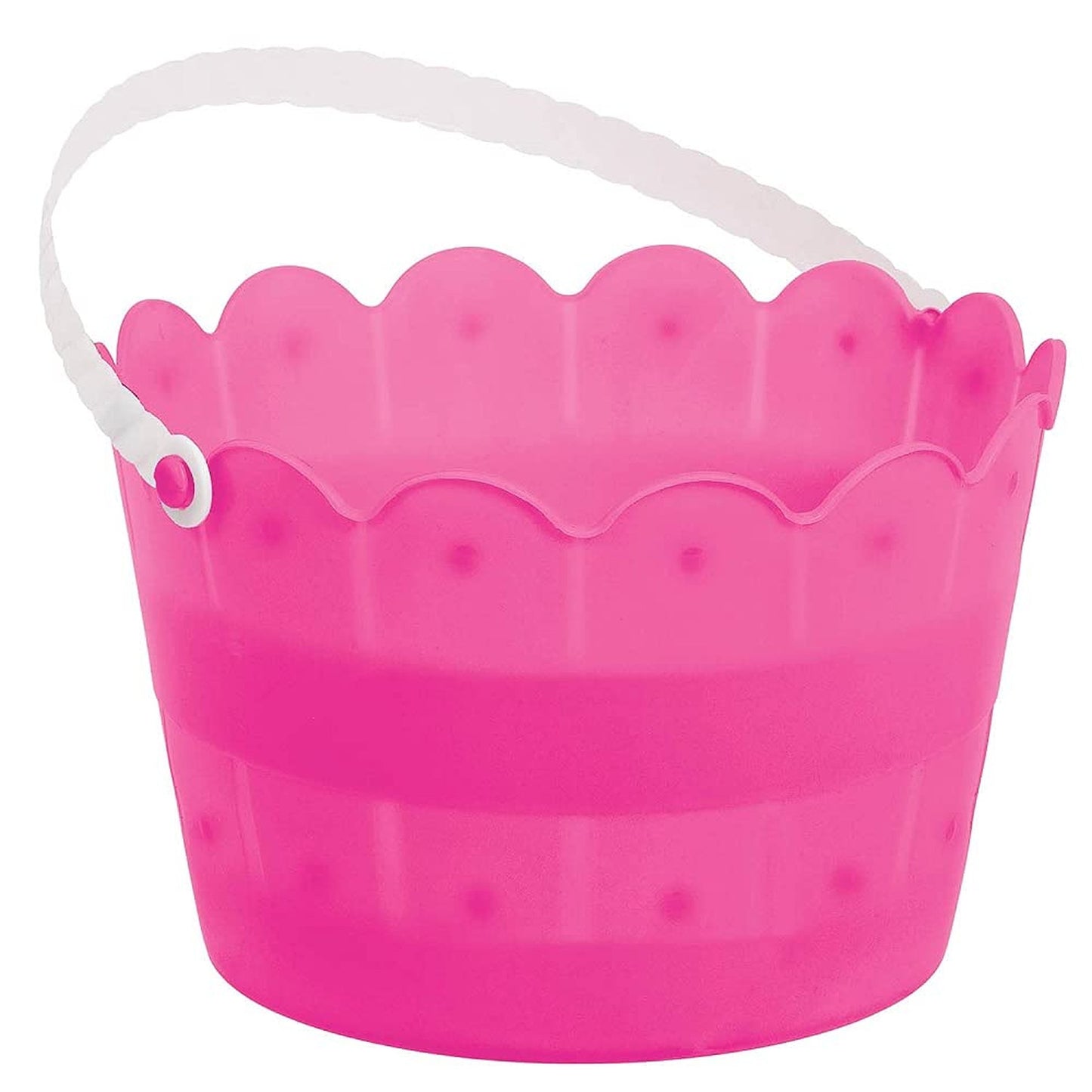 Bright Pink Scalloped Bucket for Indoor and Outdoor Storage