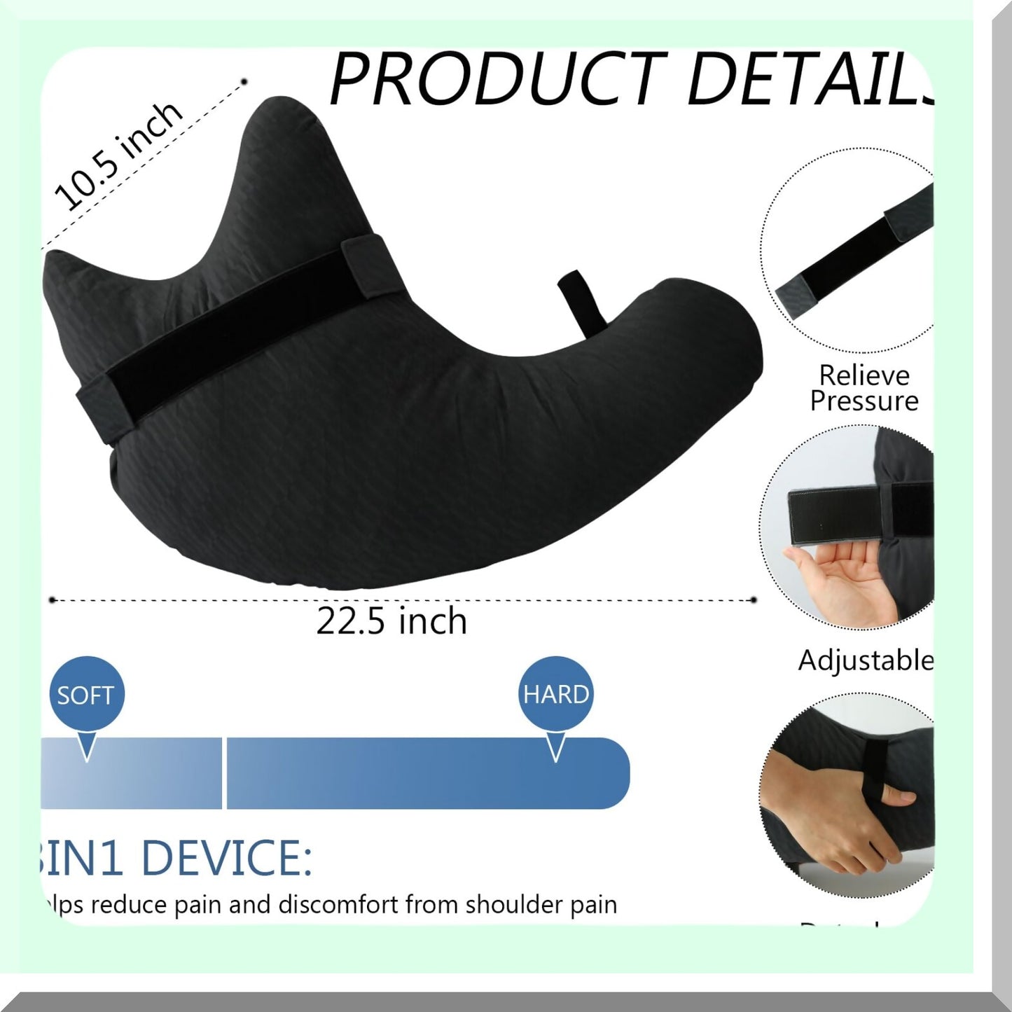 OrthoComfort Shoulder Support Pillow - Rotator Cuff Relief Pillow for Adults Post-Surgery. Ergonomic Arm Pillow with Neck Support Strap for Side Sleepers.