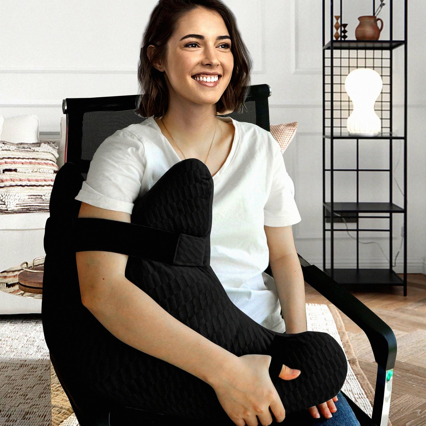 OrthoComfort Shoulder Support Pillow - Rotator Cuff Relief Pillow for Adults Post-Surgery. Ergonomic Arm Pillow with Neck Support Strap for Side Sleepers.