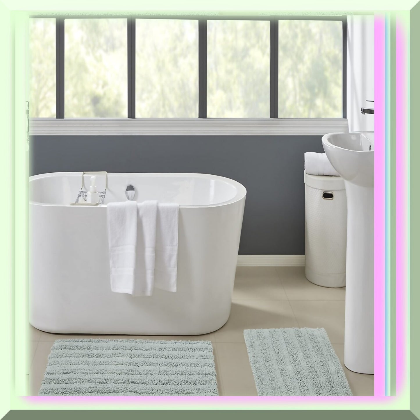 Cannon 2Pc Spa Blue Bath Rug Set 17"x24" & 21"x34"