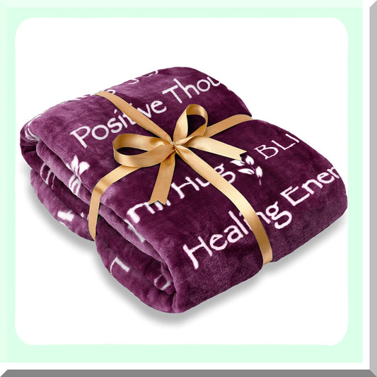Comforting Healing Thoughts Throw Blanket - Soft, Encouraging Get Well Gift for Women, Men, Best Friend - Perfect for Cancer, Chemo, Sick, Health Recovery