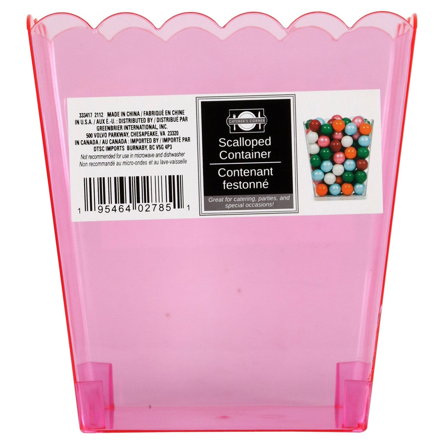 Light Pink Scalloped Plastic Buckets, 5.625x4.5x6-in. (Pack of 24)