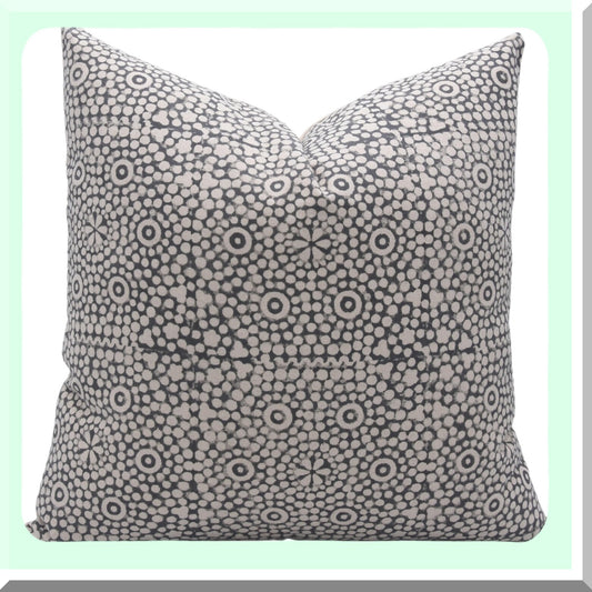 Boho Farmhouse Floral Cushion Covers - Outdoor Decorative Throw Pillowcase - Block Print Cotton Sofa Pillow Covers - Black 22x22 Square Home Decor