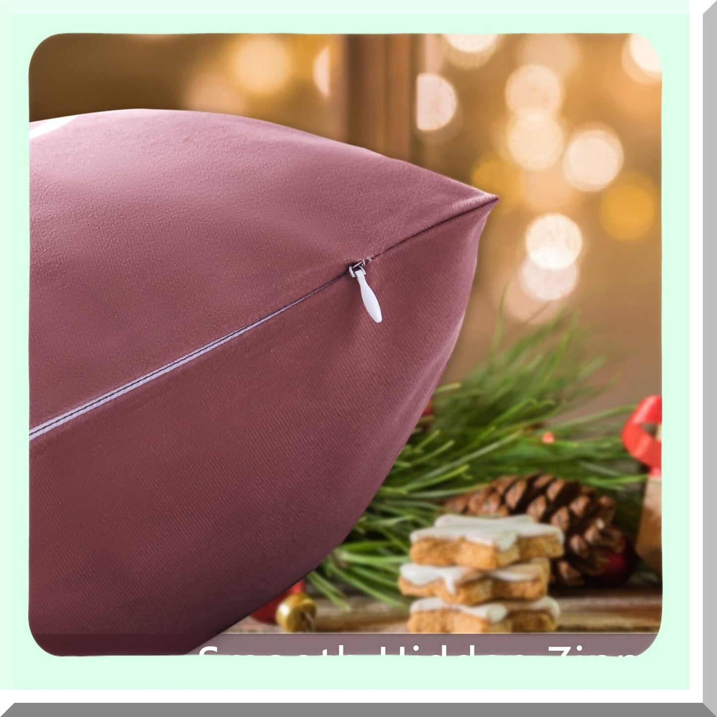 Winter Wonderland Deer Pillow Covers - Set of 2 Farmhouse Decorative Cushion Cases 18x18 Inch for Bedroom & Home Couch, Rustic Xmas Holiday Theme in Pink