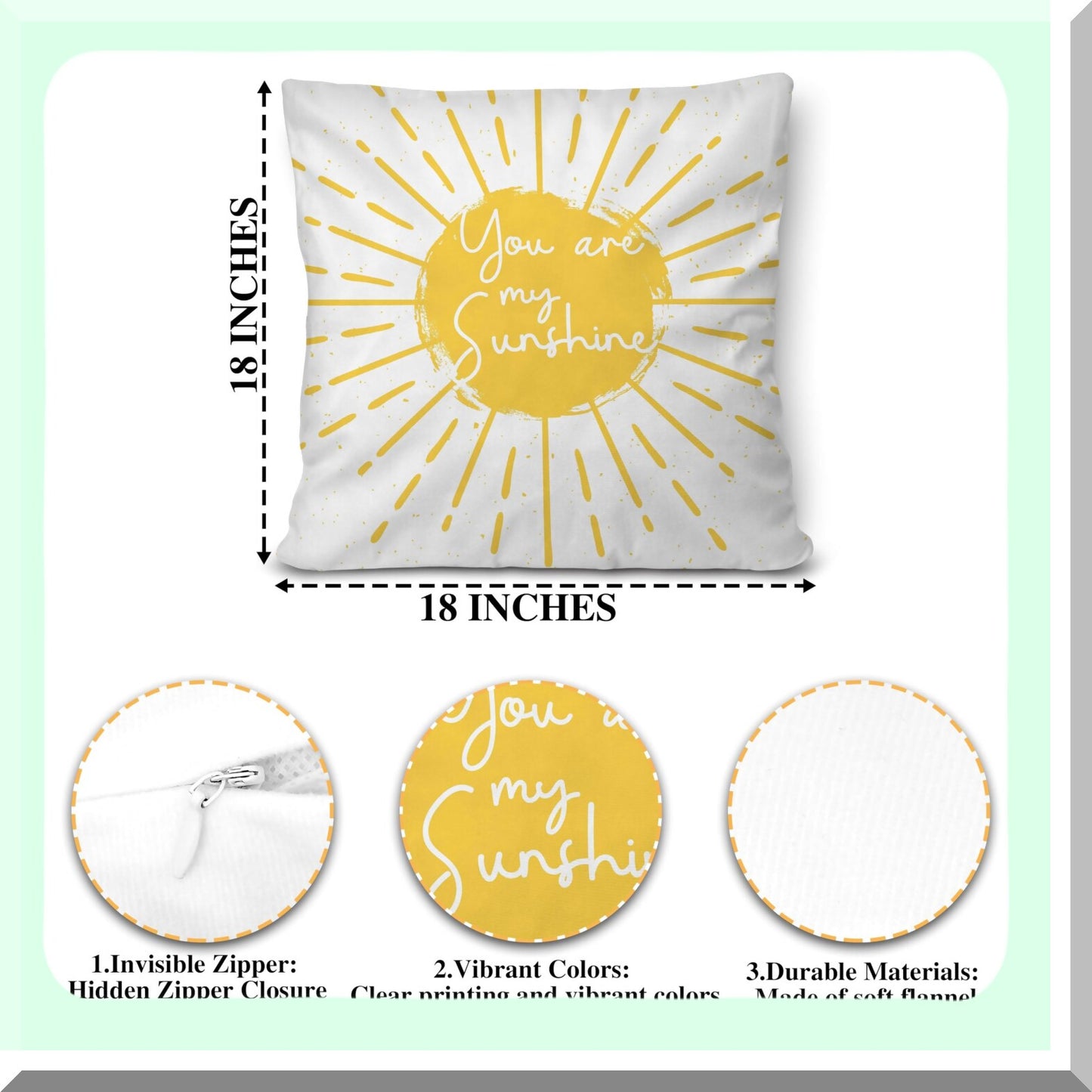 Sunshine Boho Kids Playroom Pillow Cover - Clroom Reading Corner Nursery Decorative Throw Pillow, 18x18 Inch - B08