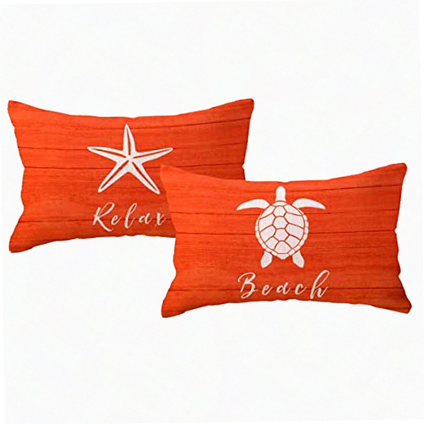 Seaturtle Starfish Coastal Beach House Decor Pillow Covers - Set of 2 Ocean Theme Rectangular Cushion Covers for Couch Sofa - 12 x 20 Inch Summer Decorative