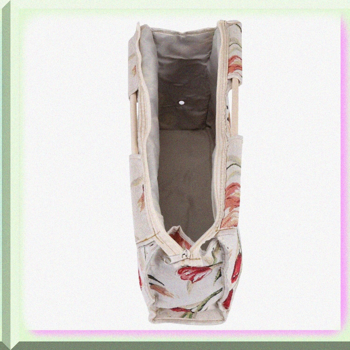 Knitting Tote Bag Red Flower 42x30x11cm