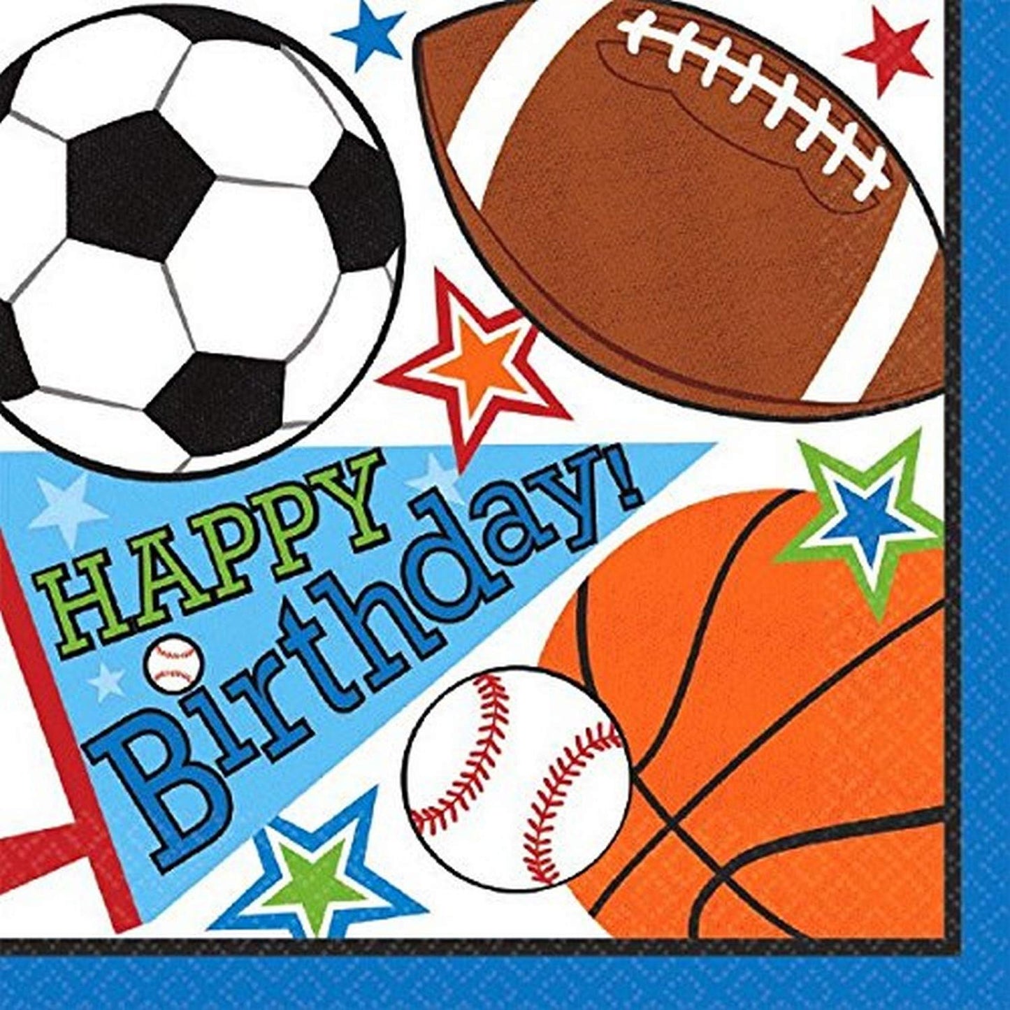 Sports Party Luncheon Napkins 6.5" x 6.5" 16 Pack