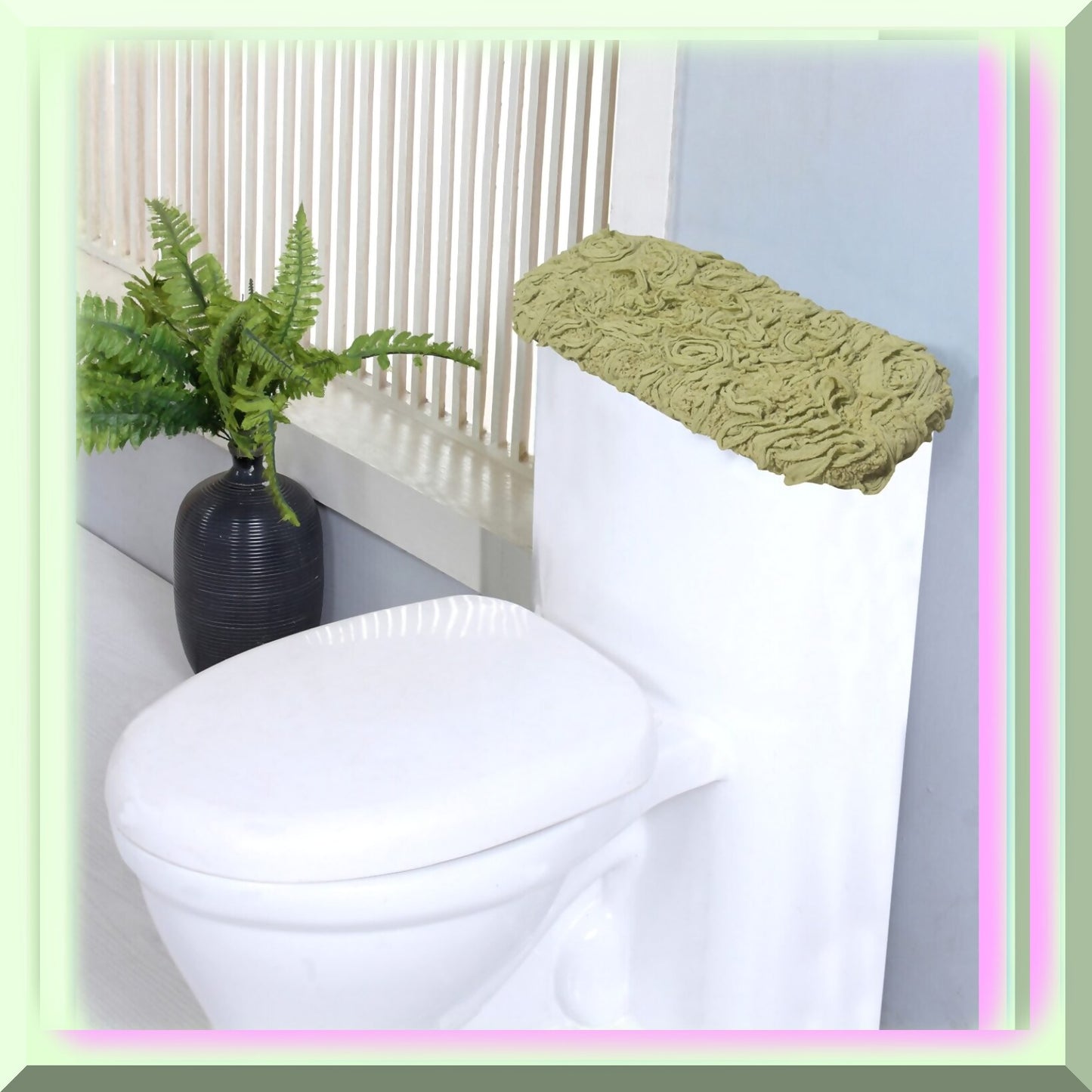 10"x22" Green Cotton Tufted Bath Rug