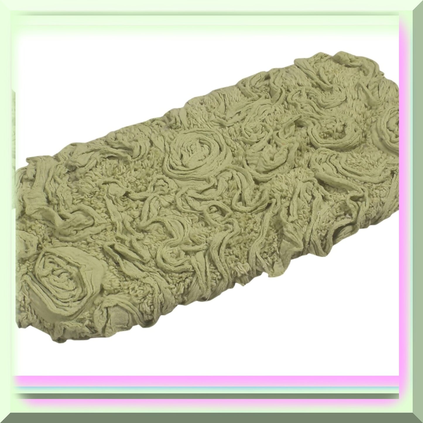 10"x22" Green Cotton Tufted Bath Rug