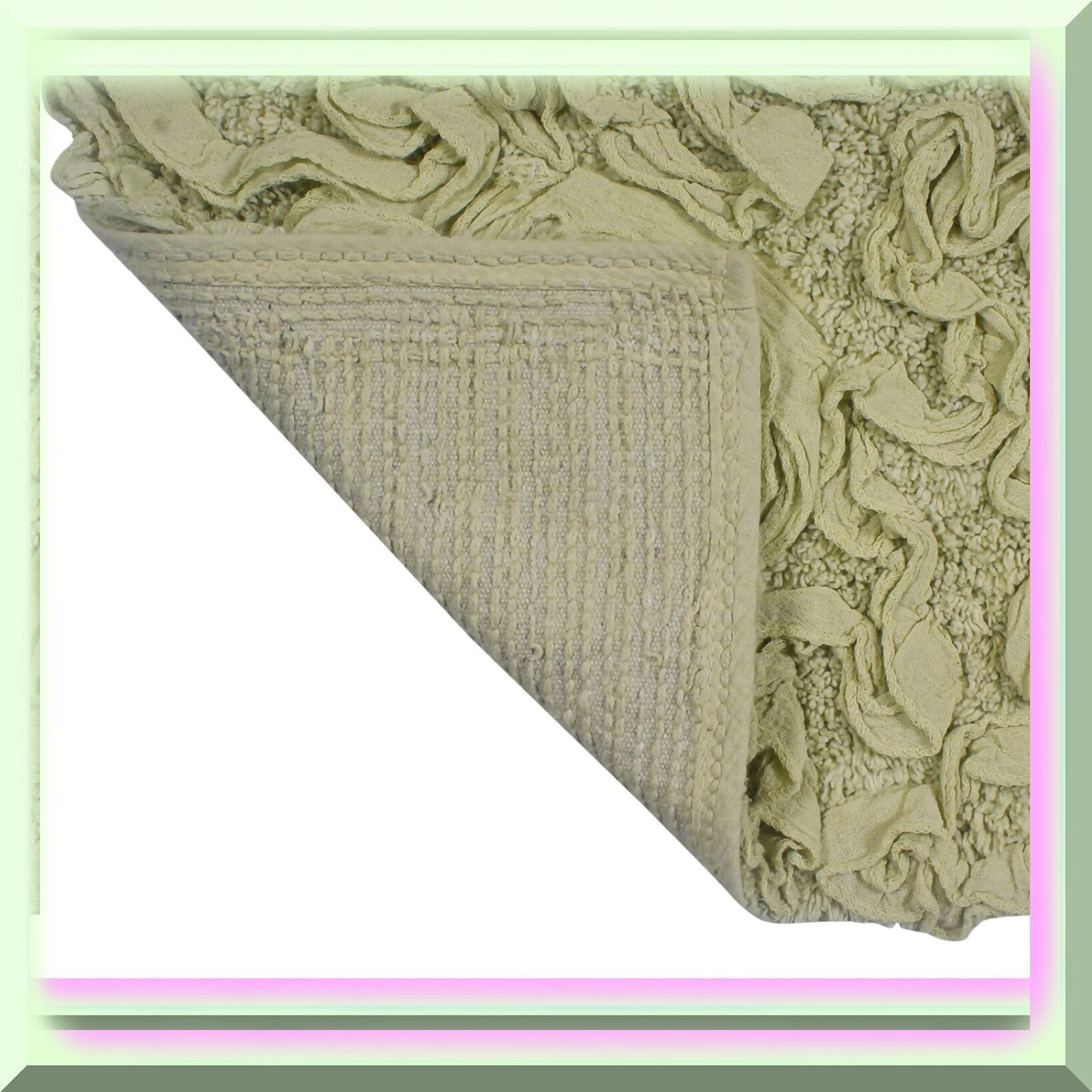 10"x22" Green Cotton Tufted Bath Rug