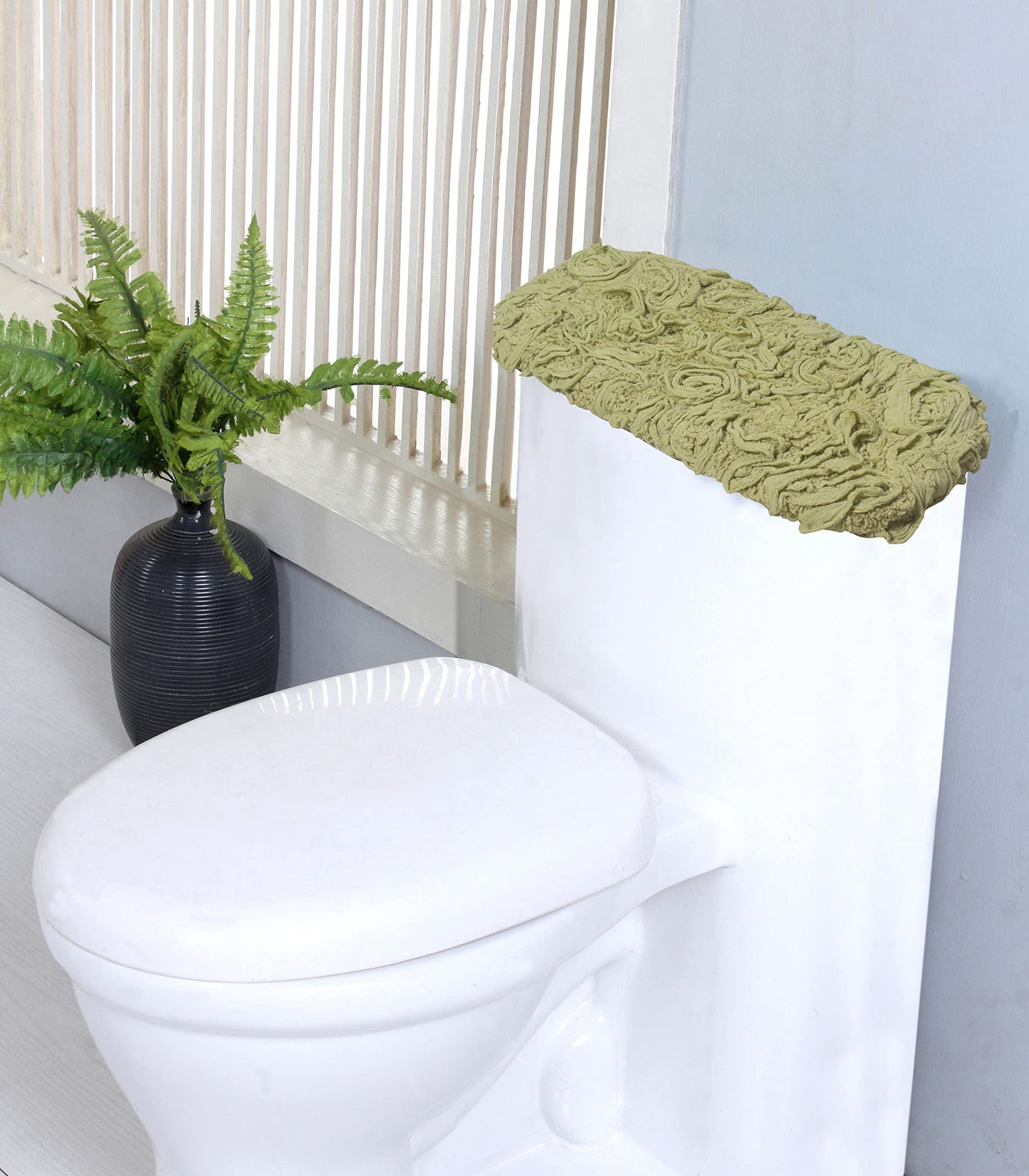 10"x22" Green Cotton Tufted Bath Rug