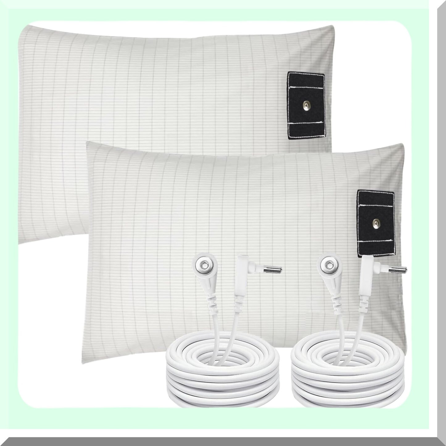 Grounding Comfort Cotton Pillowcase Set - Inflammation Reduction Sleep Therapy - Conductive Pillow Cover with Grounding Cord - 2PCS 20"30"