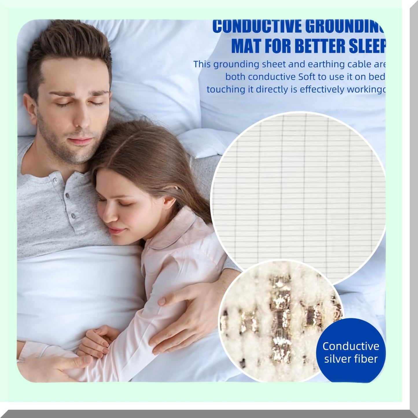 Grounding Comfort Cotton Pillowcase Set - Inflammation Reduction Sleep Therapy - Conductive Pillow Cover with Grounding Cord - 2PCS 20"30"