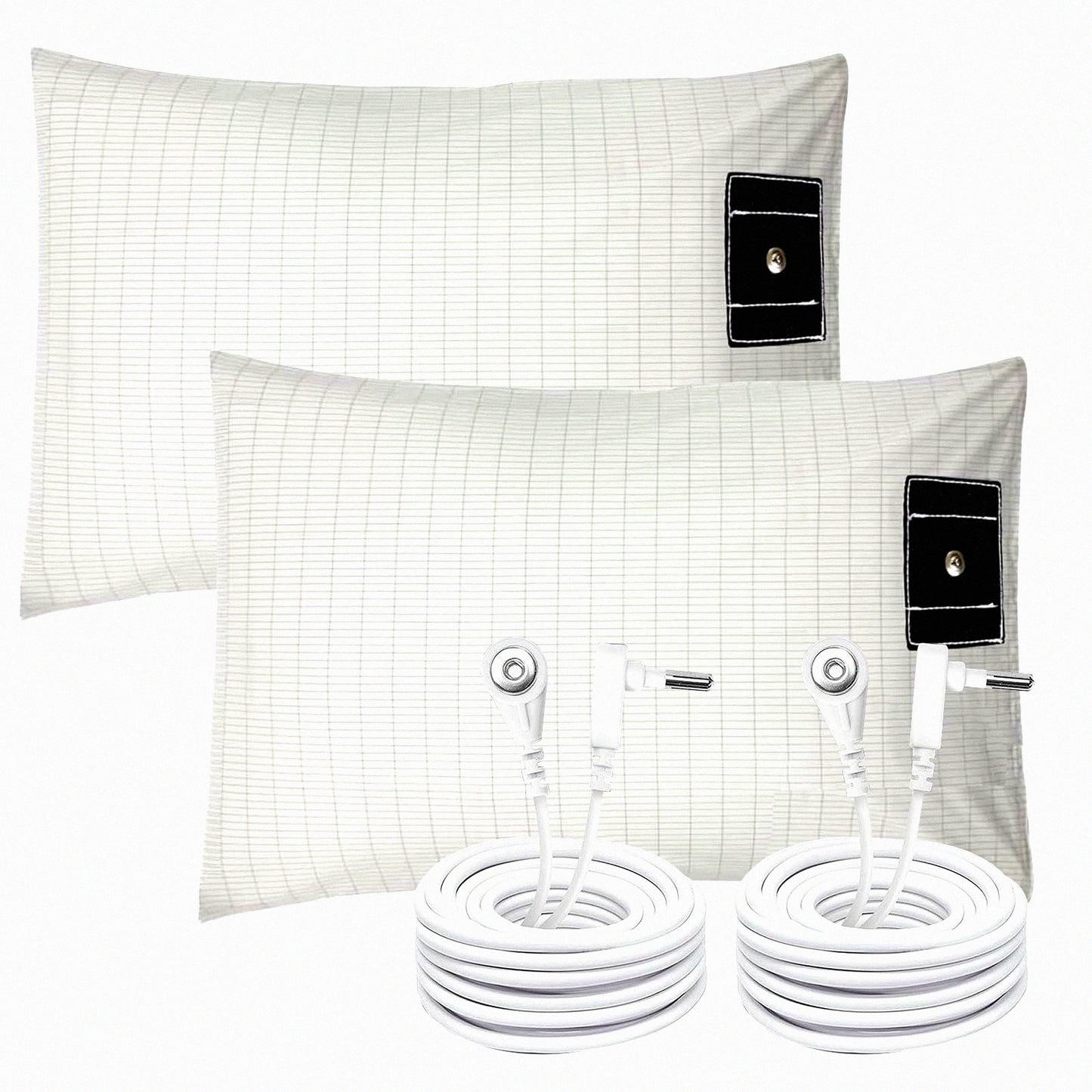 Grounding Comfort Cotton Pillowcase Set - Inflammation Reduction Sleep Therapy - Conductive Pillow Cover with Grounding Cord - 2PCS 20"30"
