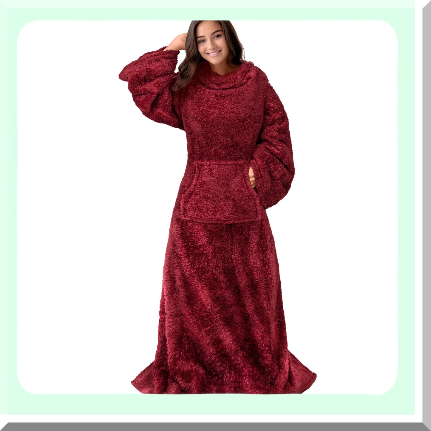 CozySleeve Sherpa Fleece Blanket - Plush, Soft, and Warm Snuggle Throw for Adults - Perfect Gift for Mom or Wife - Burgundy Red