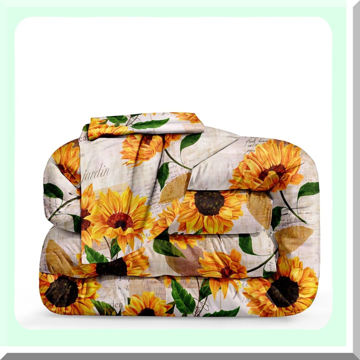 Retro Sunflower Bliss Bedding Set - Yellow Flower Comforter & Pillowcase Bundle - Size for Bed in A Bag - Cozy Floral Print Sleep Set