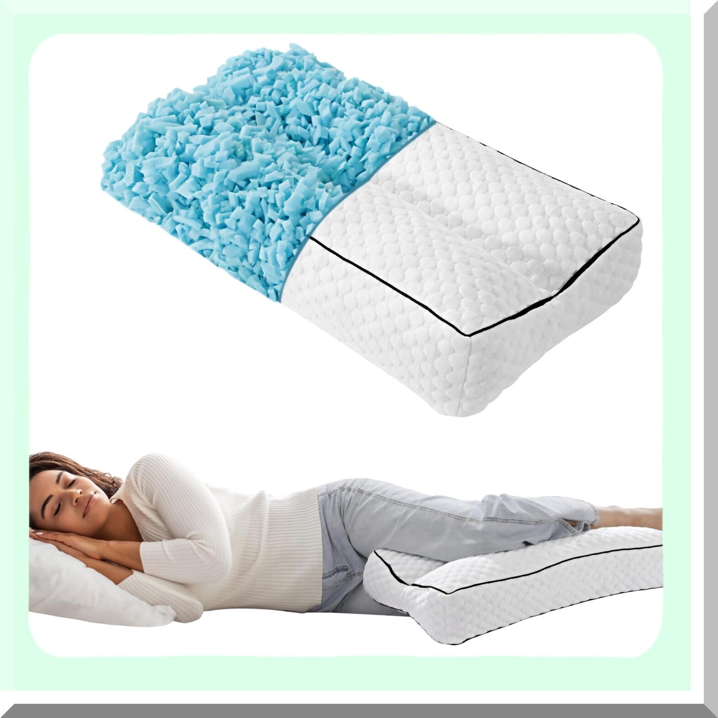 OrthoAlign Knee Support Pillow - Memory Foam Leg Spacer for Side Sleepers - Hip & Spine Alignment - Pregnancy & Sciatica Relief - White Color