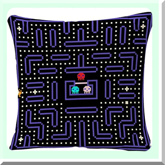 Retro Pixel Attack Throw Pillow Case - 80S Arcade Game Design Square Cushion Cover for Sofa, Couch, Bed, Car - 18x18 Inch - Angry Video Style