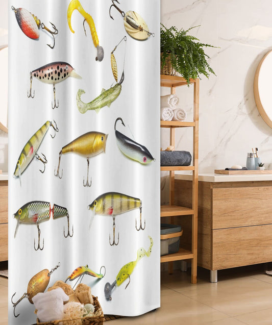 Fishing Tackle Shower Curtain 36x72 Multicolor