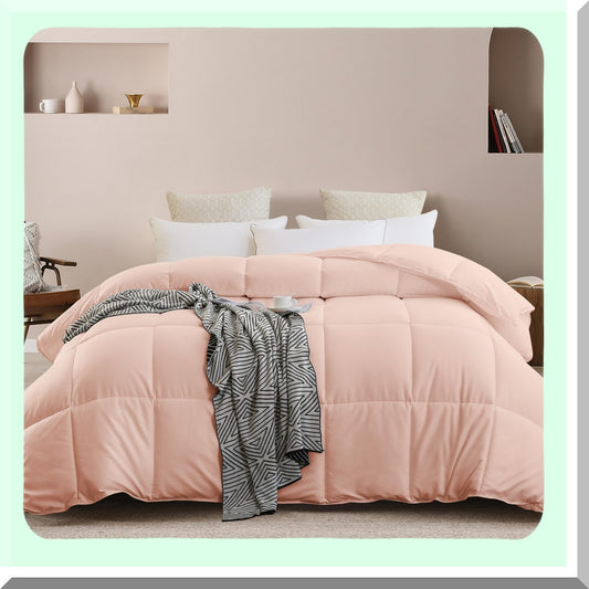 Bubble Pink All Season Cooling Down Alternative Comforter - Ultra Soft Quilted Duvet Insert with Corner Tabs - Hotel Collection Bedding for a Comfortable Sleep Experience - Oversized and Machine Washable
