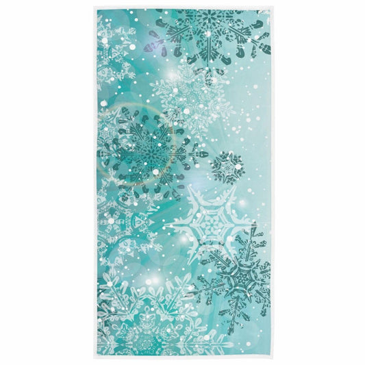Turquoise Snowflake Hand Bath Towel 16x30 Inch