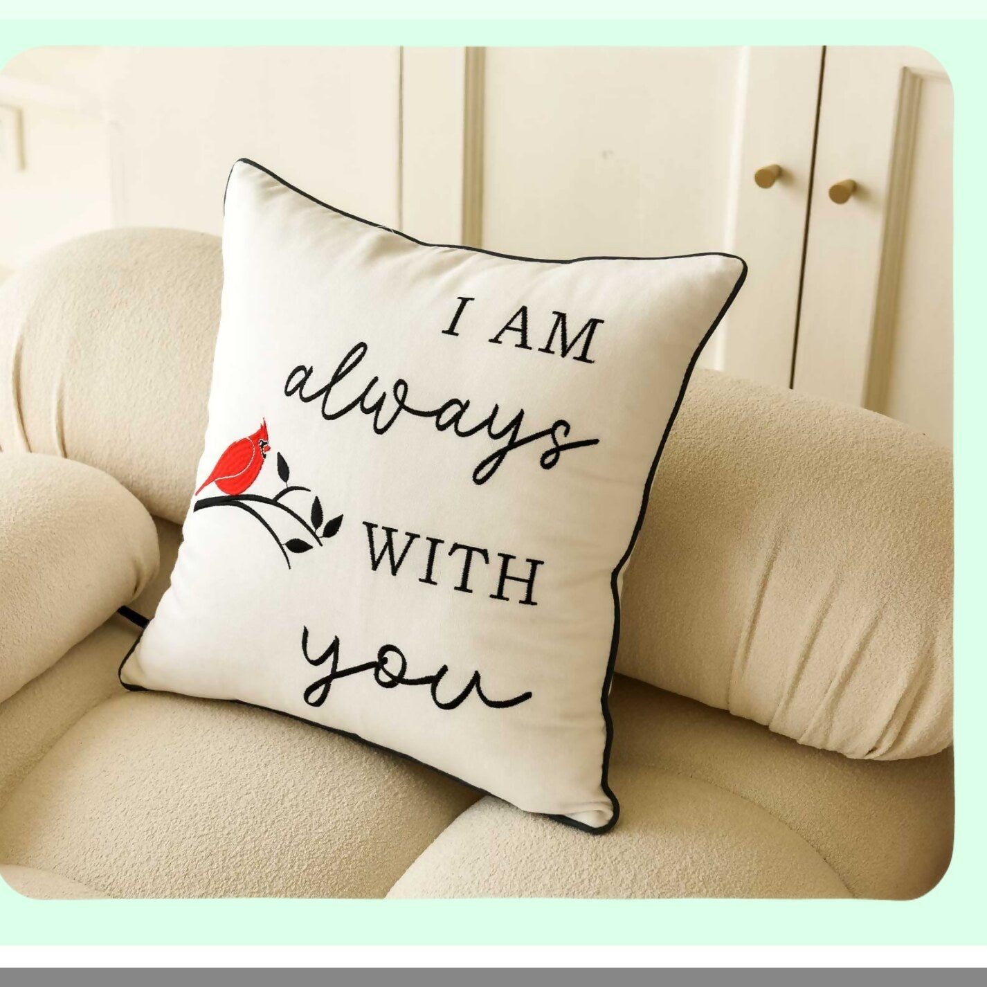 Cardinal Comfort Memorial Pillow Cover - Sympathy Gift for Loss of Loved One - Condolence Gift - Red Cardinal Throw Pillow Cover 18 x 18 Inches