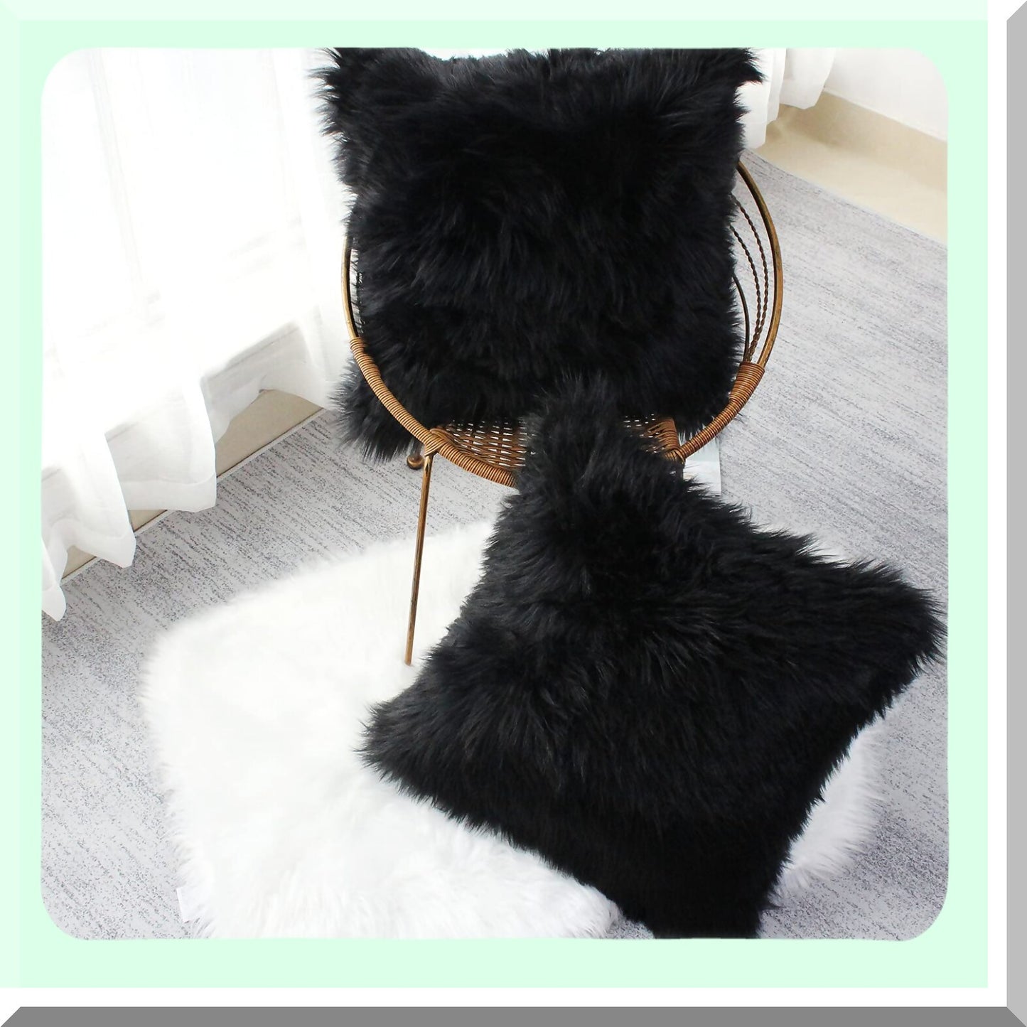 Luxury Farmhouse Plush Black Pillow Covers - Set of 2 | Soft Fuzzy Decorative Throw Cushion Cases for Sofa Couch & Bedroom 24x24