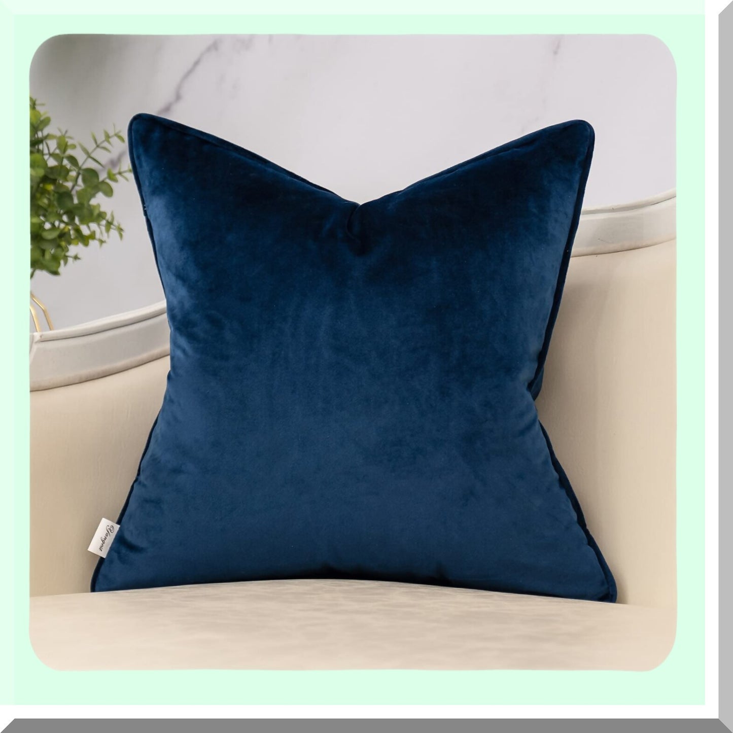 Navy Blue Striped Velvet Patchwork Pillowcase - Modern Decorative Cushion Cover for Sofa Couch & Bedroom - 18x18 Inch Home Decor Accent