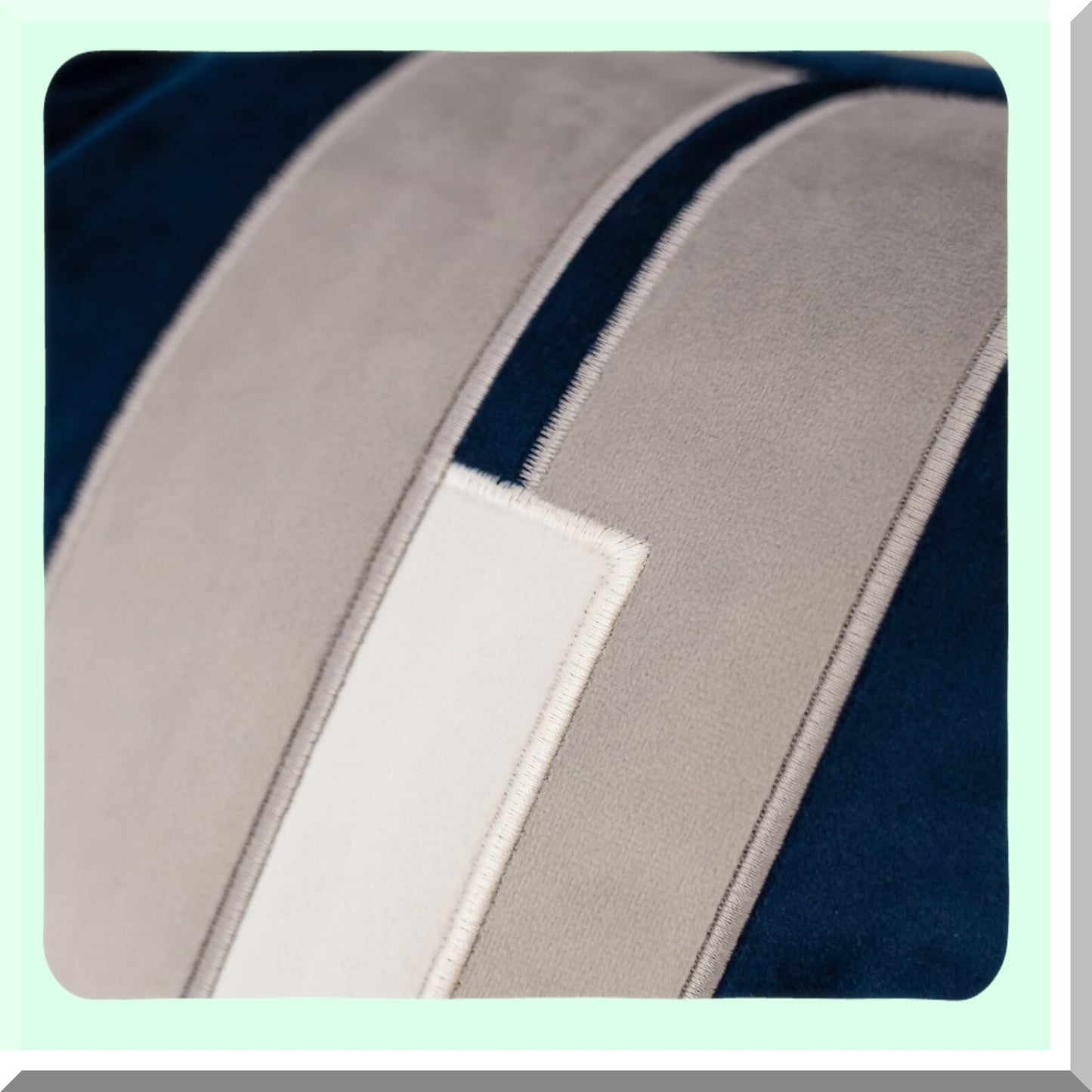 Navy Blue Striped Velvet Patchwork Pillowcase - Modern Decorative Cushion Cover for Sofa Couch & Bedroom - 18x18 Inch Home Decor Accent